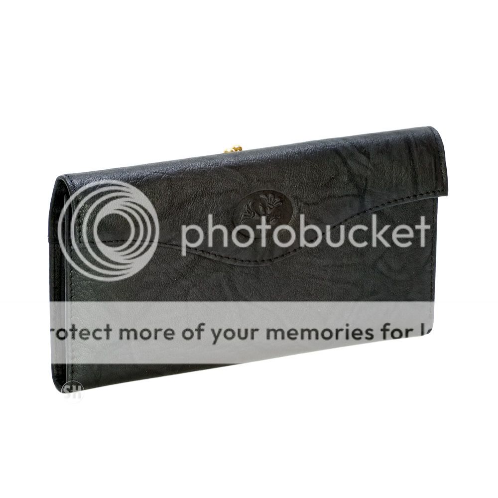 Buxton Women Leather Black Heiress Clutch Checkbook Organizer Frame