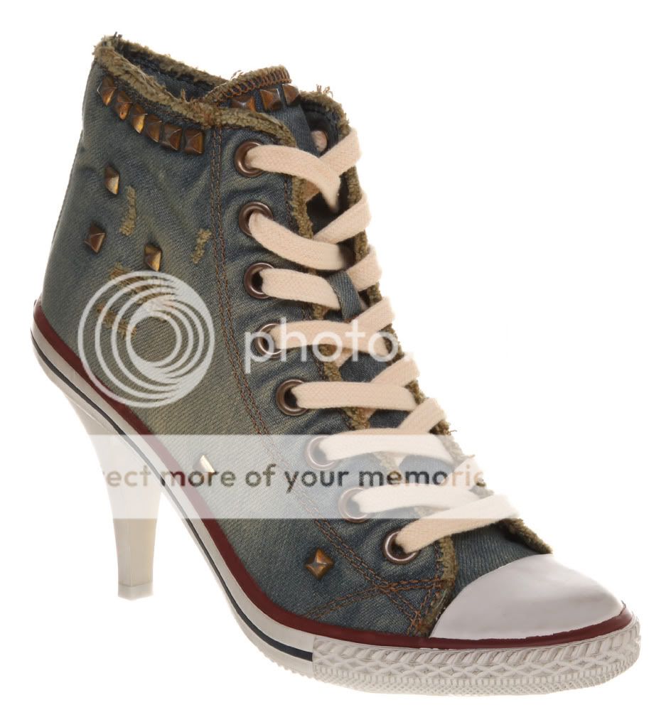 Ash STONE STUD HEELED TRAINER W.JEANS DELAVE