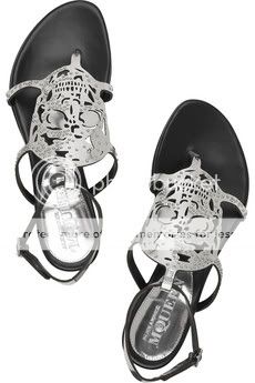 Alexander McQueen - Metallic leather skull sandals