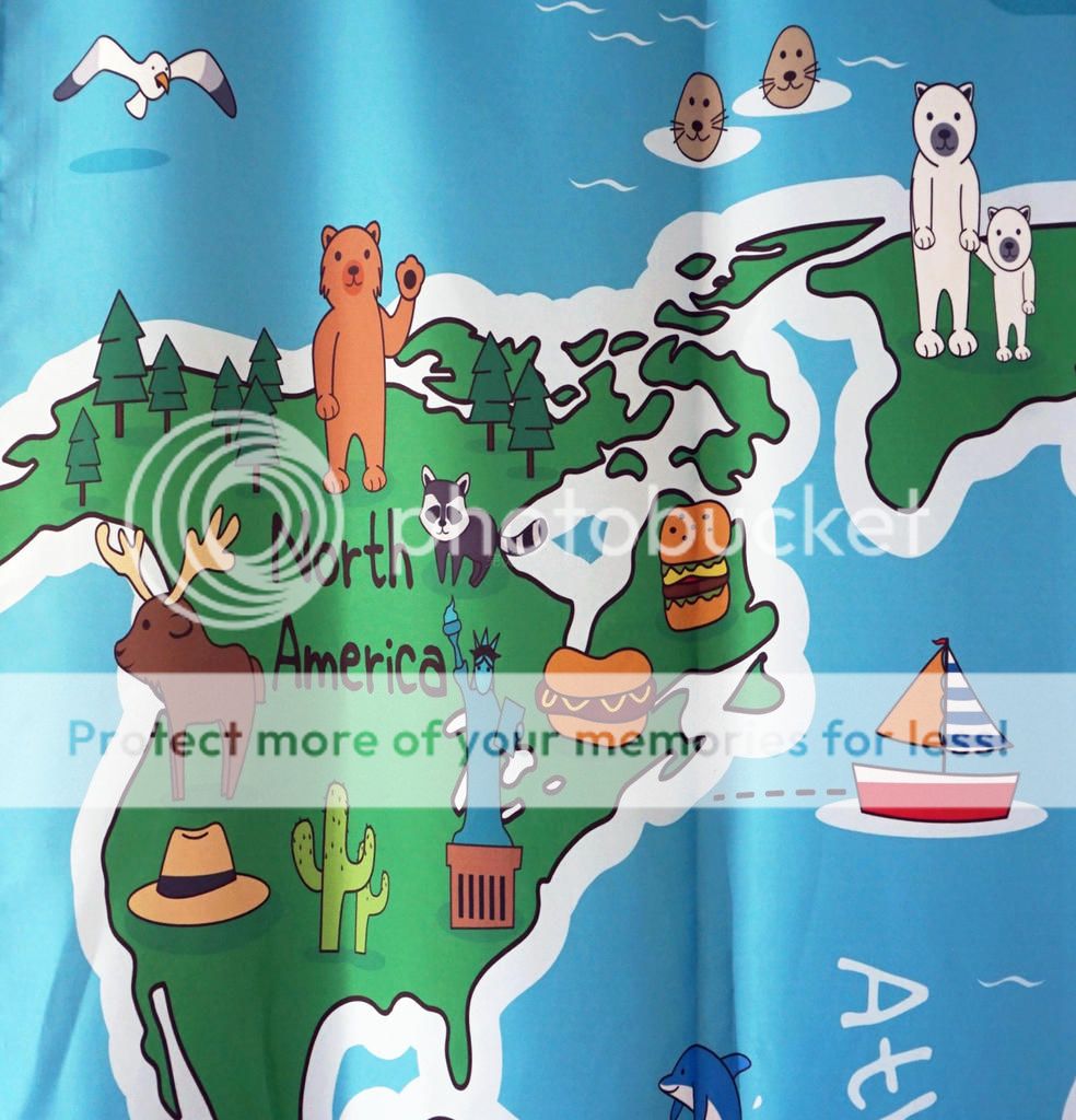 CUTE ANIMAL CARTOON WORLD MAP 180X200cm Bathroom POLYESTER Shower